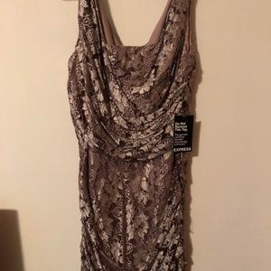 Express gold lace party dress - size 8 - NWT
